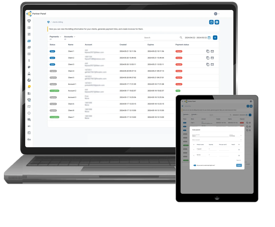 Feature slide Stripe/PayPal Client Billing